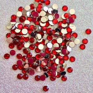 Red Flatback Acrylic Round Gems