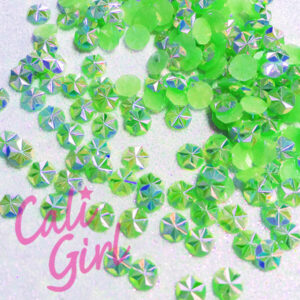 Green AB Star Round Flatback Acrylic Gems